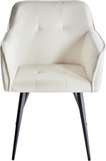 Esszimmerstuhl 2er Set JASMIN Samtstoff Creme