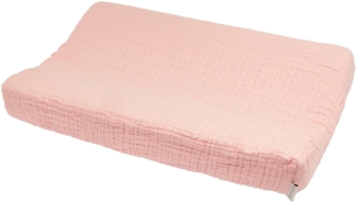 Meyco Baby Uni Wickelauflagenbezug (Wickelunterlage aus 100% Baumwolle, vorgewaschen, weich, hautfreundlich, waschbar & trocknergeeignet, Größe: 50x70 cm), Soft pink