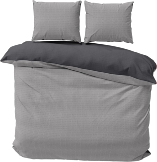 One Home Bettwäsche Doubleface Wende, Seersucker, 3 teilig, Mikrofaser Unifarben Doppelbett