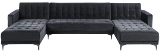 U-förmiges Modul Schlafsofa 5-Sitzer ABERDEEN Samtstoff Schwarz