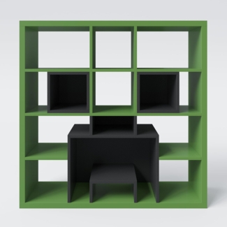 MINECRAFT - Bücherregal, Regal mit 15 Fächern, Gaming Möbel mit dunklem Minecraft Design