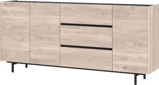 Germania Sideboard 1136-627 GW-Cantoria, in Eiche/Schwarz, DREI Türen und DREI Schubladen, 190 x 88 x 40 cm (BxHxT)