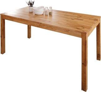 Woodroom Esstisch 160x85 cm aus Wildeiche massiv geölt – Großer Holztisch Esszimmer, rechteckig, stabil, geölte Oberfläche, Natur, für 6 Personen