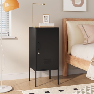 Nachtschrank Hausjärvi 82x35x35 cm Türgriff links Stahl Schwarz [en. casa]