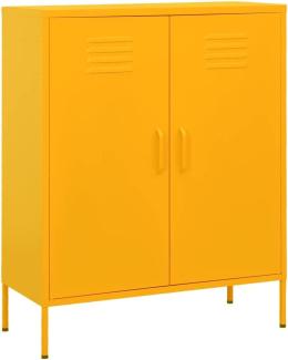 vidaXL Lagerschrank Sideboard Kommode Anrichte Stahlschrank Schrank Beistellschrank Mehrzweckschrank Bücherschrank Standschrank Senfgelb 80x35x101,5cm Stahl