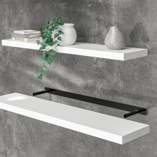 Casaria Wandregal mit Halterung, MDF, Weiß / Matt, 110 x 23 x 3,8cm