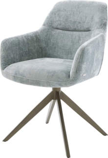 Drehstuhl Pejo-Flex Chenille Pastellblau Kreuzgestell breit Effektfinish Titan 360° drehbar Taschenfederkern
