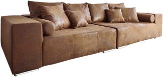 Big-Sofa Marbeya 285x115 cm Braun Antik Optik mit 10 Kissen