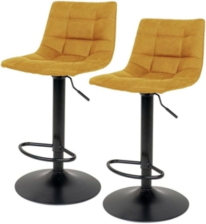 2er Set moderner höhenverstellbarer Barstuhl LEIRIA senfgelb Samt