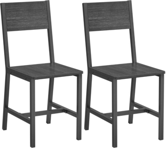 Vasagle Esszimmerstühle, Küchenstühle, 2er Set, Metallrahmen, für Esszimmer, Wohnzimmer, Küche, anthrazitgrau-tintenschwarz