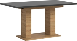 Ausziehbarer Esstisch (B/H/T): 150-190x76x80 in Artisan Nachbildung und grau Nachbildung mit Doppelsäulen-Fußgestell