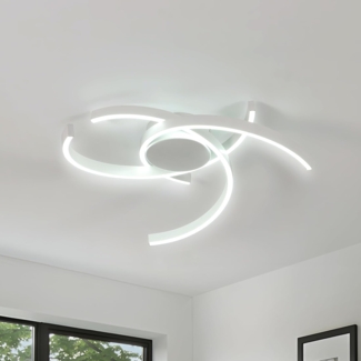 Comely Moderne LED Deckenlampe 45W 6500K, Deckenleuchte in Weiß mit Gebogenem Design, Wohnzimmerlampe und Schlafzimmerlampe für Küche, Einfache Installation und Nutzung