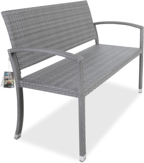 Casaria® Gartenbank Sitzbank Wetterfest Kunststoff 320kg Belastbarkeit Rückenlehne 122x58 cm Garten Balkon Terrasse Bank Ergonomisch Polyrattan Grau