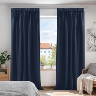 Deconovo Verdunkelungsvorhang Gardinen mit Kräuselband Blickdicht Vorhänge Wohnzimmer 2er Set, Vorhang Verdunkelung Vorhänge Kälteschutz Schlafzimmer Thermovorhang