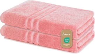 Lavea 2er Set Duschtuch 70x140 cm, Frottierserie Elena, Pastellrosa