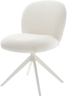 Drehstuhl Nube-Flex Bouclé Soft Beige Kreuzgestell breit Weiß 360° drehbar Wippfunktion Taschenfederkern