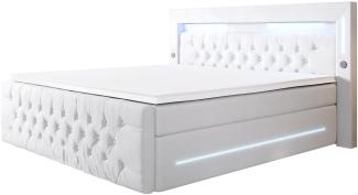 Boxspringbett Moonlight mit LED, USB und Stauraum 140x200 Weiß H2