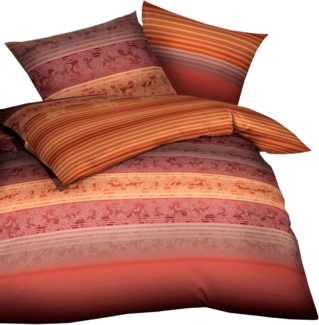 Kaeppel Bettwäsche versch. Größen Terra Rot Farbverlauf, Biber, 2 teilig, wunderschöner Farbverlauf, Reißverschluss