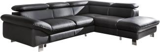 Mivano Ecksofa Driver mit Schlaffunktion und Stauraum / Ledersofa in L-Form mit Ottomane links / Inkl. verstellbare Kopfstützen / 266 x 73 x 214 / Kunstleder schwarz