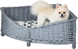 PawHut Tierbett Hundebett, Plüsch, Weide Plüsch Grau 68 x 68 x 32 cm