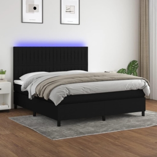 vidaXL Boxspringbett mit Matratze & LED Schwarz 180x200 cm Stoff 3135055