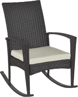 Outsunny Schaukelstuhl Polyrattan Schaukelstuhl mit Kissen