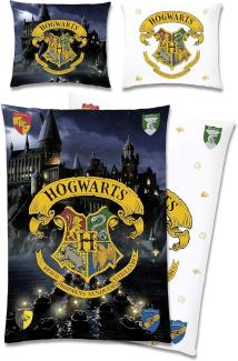 BERONAGE Kinderbettwäsche Harry Potter Hogwarts Bettwäsche Biber / Flanell Bettbezug Gryffindor, 100% Baumwolle, 2 teilig, 135x200 + 80x80 cm