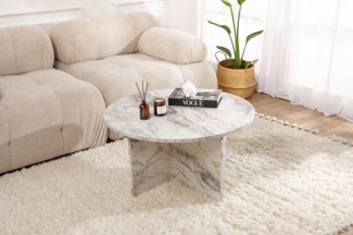 Modern Rustic Coffee Table, Freesia Marble, 80 x 80 x 45 | Made from 100% MDF, Thickness: 18 mm | Perfect for Modern Home Office & Study Spaces, Elegant and Functional Design