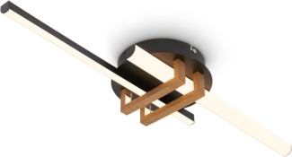 BRILONER - LED Deckenlampe mit warmweißem Licht, Eckprofile, LED Lampe, Deckenleuchte, Wohnzimmerlampe, Schlafzimmerlampe, Küchenlampe, Deckenbeleuchtung, Flurlampe, 58,5 x 16 x 7,5 cm, Schwarz-Holz