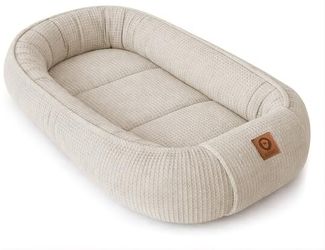 Babynestchen Neugeborene – Babynest aus Waffelpique Baumwolle – Nestchen Baby für Babybett & Kinderbett – Babykokon Tragbar – OEKO-TEX zertifiziert – Zubehör Babybett - Sand Waffelpique