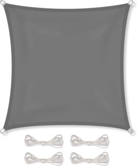 CelinaSun Sonnensegel inkl Befestigungsseile Premium PES Polyester wasserabweisend imprägniert Quadrat 4x4 m anthrazit