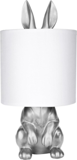 BRUBAKER Nachttischlampe Tischleuchte Hase Gold oder Silber - Tischlampe mit Lampenschirm, ohne Leuchtmittel, Motiv Lampe mit Keramikfuß, Höhe 42 cm