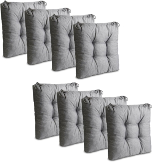 KingMatratzen Stuhlkissen 1 - 8 Stück Sitzkissen 40x40cm Hellgrau Wasserdichtes Stuhlkissen