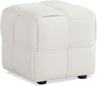 Sitzhocker Pouf Beige Bouclé Poufhocker Sitzpouf Polsterhocker Sitzwürfel Schminkhocker Hocker Gepolstert