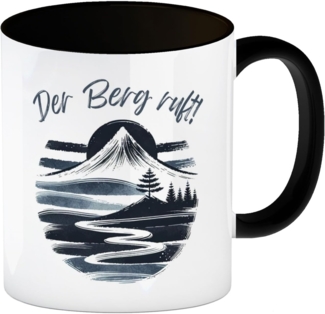 speecheese Tasse Berg und Wald Wanderer Kaffeebecher in schwarz mit Spruch Der ruft