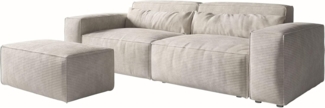Big-Sofa Sirpio XL 270x130 cm Cord Beige mit Hocker