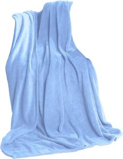 CelinaTex Flauschige XL Kuscheldecke 220 x 240 cm hell blau Decke Sofa Wohndecke weich Soft Mikrofaser Fleece Oeko-TEX TV-Decke