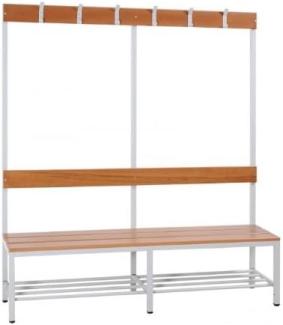 Sitzbankgarderobe einseitige Ausführung 400-1825 x 1600 x 400 mm RAL 7035 Lichtgrau/Buche 806110