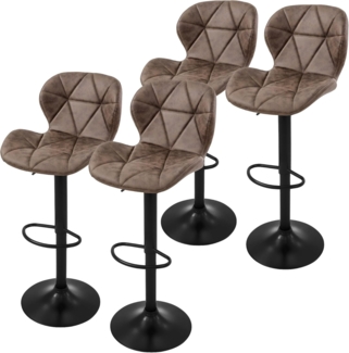 ML-DESIGN Barhocker Gepolsterter Barstuhl mit Rückenlehne und Fußstütze, 360° drehbar (4 St), Bistrohocker aus Kunstleder, Braun, Drehstuhl Hocker Tresenhocker