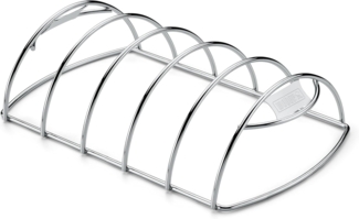 Weber Rippchen Halter, hält bis zu 5 Rippenstangen/Spare-Rips, Antihaft-Edelstahl, spühlmaschinenfest, passend für alle Grills (Holzkohle ab Ø 47cm, Gas, Pellet, Elektrisch) - Silber (6605)