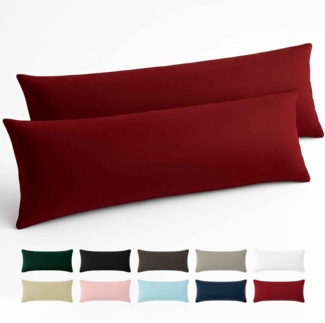 Kissenbezug 40x145 Baumwolle Renforcé (2er-Set) - Burgunderrot - Dicht gewebt mit 57 Fäden/cm² - Kissenbezug 40x145 cm - Oeko Tex Zertifiziert - Dreamzie