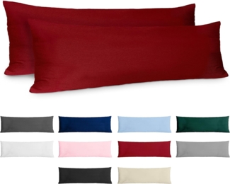 Kissenbezug 40x145 Baumwolle Renforcé (2er-Set) - Burgunderrot - Dicht gewebt mit 57 Fäden/cm² - Kissenbezug 40x145 cm - Oeko Tex Zertifiziert - Dreamzie