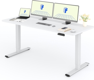 FLEXISPOT Höhenverstellbarer Schreibtisch Basic Plus 180x80 cm-EINTEILIGE TISCHPLATTE,Tischgestell elektrisch mit 2 MOTOREN,Memory-Handsteuerung-Sitz-Stehpult,Esstich (Weiß)