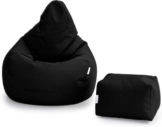 Loft 25 Gaming Sitzsack Outdoor | Gaming Sessel für den Innenbereich des Wohnzimmers im Freien | Wasserbeständig | Ergonomisches Design zur Körperunterstützung | Langlebig (Schwarz, Sitzsack Set)