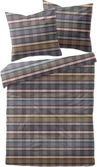 Dormisette Mako-Satin Bettwäsche Streifen lila|135x200 cm + 80x80 cm