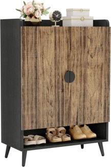 LITTLE TREE Schuhschrank mit Türen und verstellbaren Regalen, 7-stöckig, modern, freistehend, Aufbewahrungs-Organizer für Eingangsbereich, Wohnzimmer, Schlafzimmer, Wohnungen Braun + Schwarz