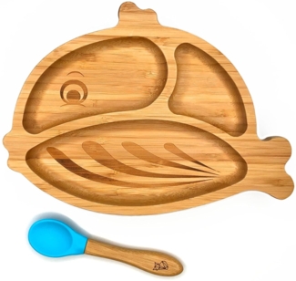 Kleinfuchs Kinderteller Bambus Fisch Blau