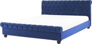 Bett Samtstoff blau Lattenrost 180x200 cm AVALLON