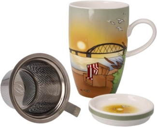 Goebel Teetasse mit Deckel und Sieb Seaview, Scandic Home, Fine Bone China, Bunt, 0. 45 L, 23102191