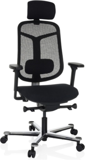 hjh OFFICE Ergonomischer Bürostuhl Bicolore HIGH Drehstuhl mit Verstellbarer Lordosenstütze, Sitz neigbar und tiefenverstellbar, Schwarz/Silber